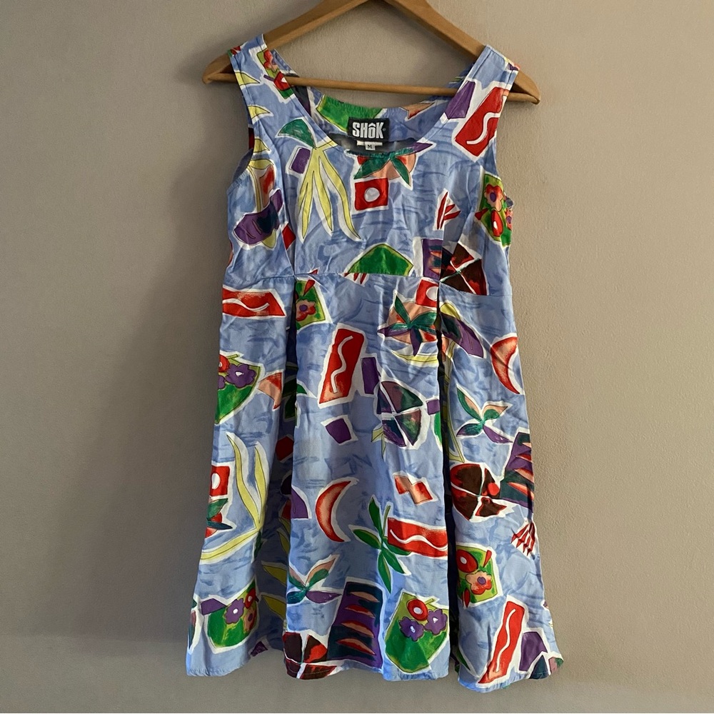 Vintage Shok Women’s Y2K Sleeveless Mini Dress Jams Hawaiian Tropical Sz. MEDIUM